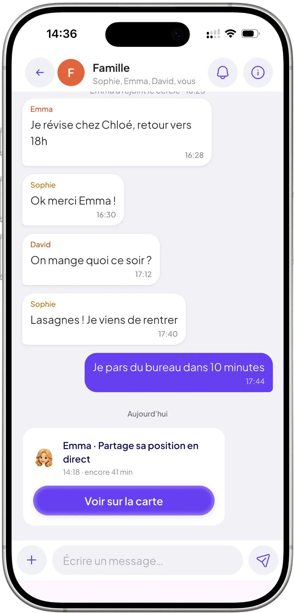 La discussion du cercle Famille.